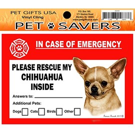 In Case of Emergency Home Window Pet Savers Rescue Cling Sticker, Chihuahua