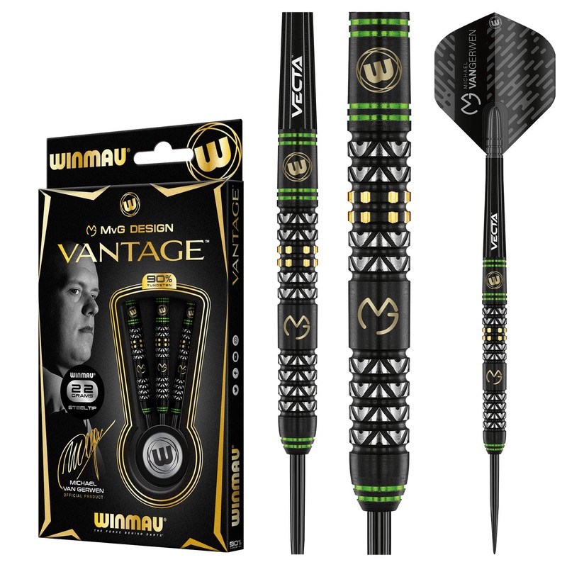 WINMAU Michael Van Gerwen MvG Vantage Tungsten Steeltip Darts Set