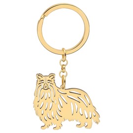 DOWAY Cute Stainless Steel Key Ring Dog 18K Gold Pet Accessories for Women Girls Gifts Dog Lovers Car Charms, Rough Collie Gold Plated