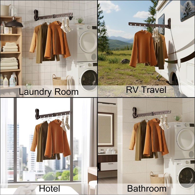 Viongna Clothes Drying Rack with Suction Cup, Can Hang 8