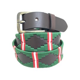 CARLOS DIAZ Mens Womens Premium Unisex Brown Leather Embroidered Designer Polo Belt (100 cm/ 38-40 Inches)