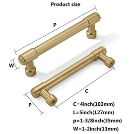 khtumeware 10 Pack 4 Inch(102mm) Champagne Bronze Kitchen Cabinet Handles Warm Brass Cabinet Pulls Gold Kitchen Cabinet Hardware for Cupboard Drawer Pulls Dresser Handle
