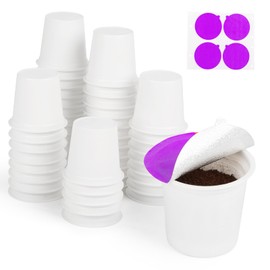 TOVECARE, 48 Count - Make Your Own K Cup Coffee Pods, Disposable Fillable Empty K Cups & Aluminum Foil Seals Lids Kit Compatible with All Keurig Coffee Brewers 1.0 & 2.0. Sealed for freshness. Purple