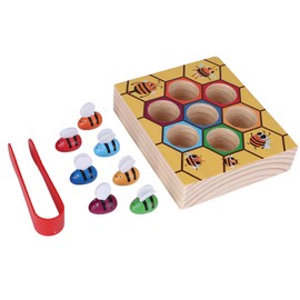Fun Bee Picking Toy Kids Hand Grasping Training Wooden Games Tool Early Educational Props