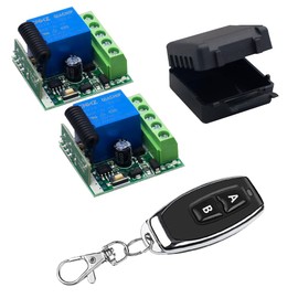 QIACHIP 433Mhz Universal Wireless Remote Control Switch DC 12V 1CH Relay Receiver Module RF Transmitter for Access Control,Lights (Transmitters 2 Button+ 2 Receiver 1CH)