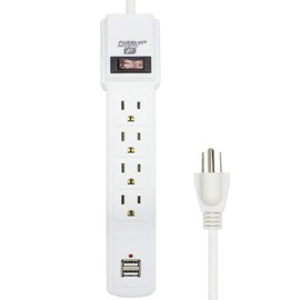 FUSSION ACUSTIC Multicontacto 4 Entradas con 2 Puertos USB Blanco con Switch