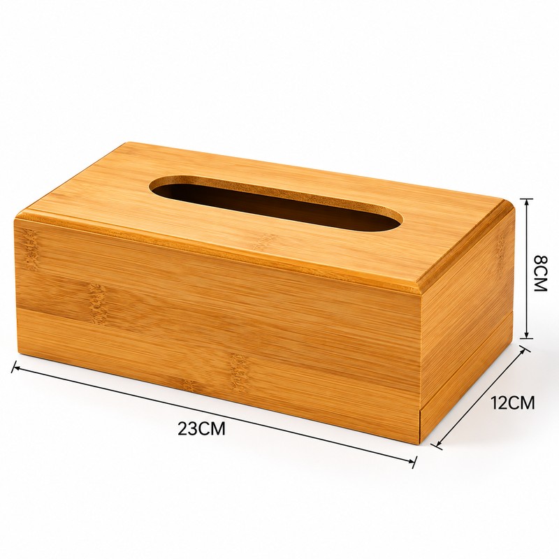 Bamboo Tissue Box Holder for Home and Office – Natural