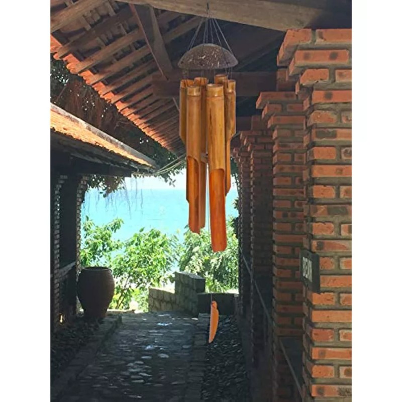 Campanas De Viento De Bambú Y Coco Carillones Hechos A