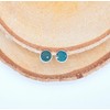 Stud Earrings Silver Round 8 mm Cork Pine Green Turquoise