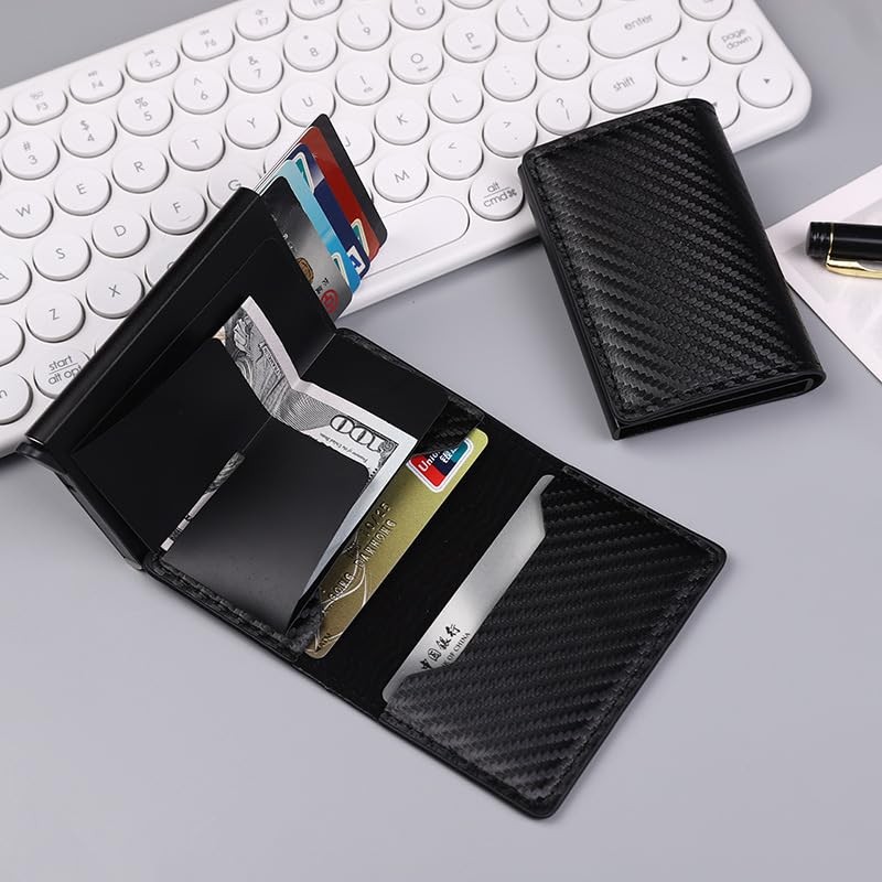 Carteras para Hombre, Tarjetero de Cuero, RFID Bloqueo Antirrobo Tarjetero