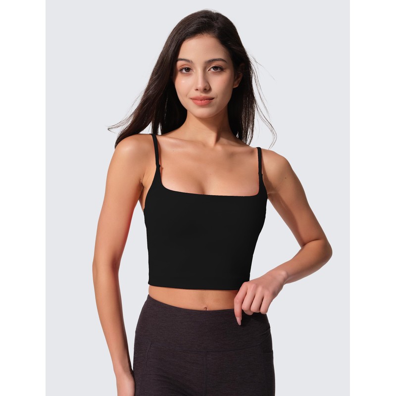 AugIris Womens Scoop Neck Longline Sports Bra U Back Adjustable