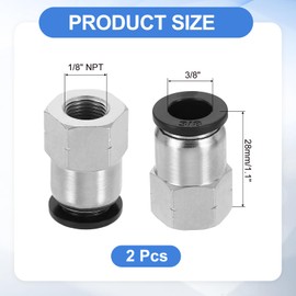 uxcell 2Pcs Push to Connect Fittings, 3/8" Tube ODx1/8" NPT Female Thread Straight Pneumatic Connector for Hydraulic and Pneumatic Systems