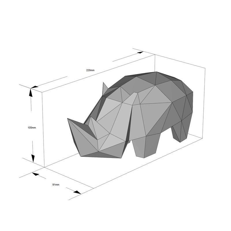 Yona DIY, Small Rhino Papercraft Kit, Small Rhino Paper Model,