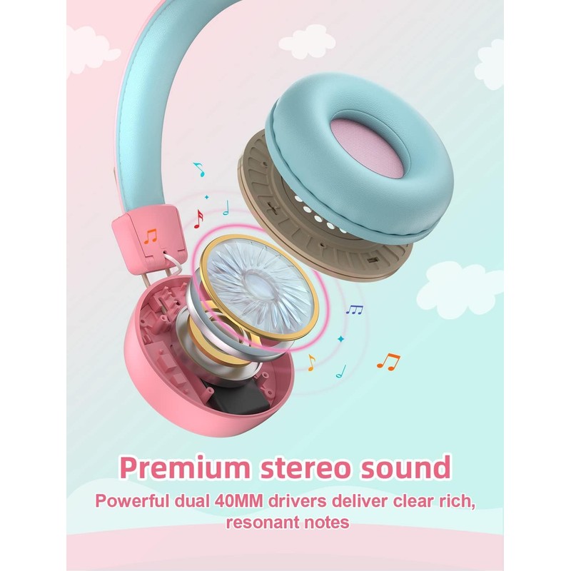 riyo Bluetooth Children's Headphones (Pink)