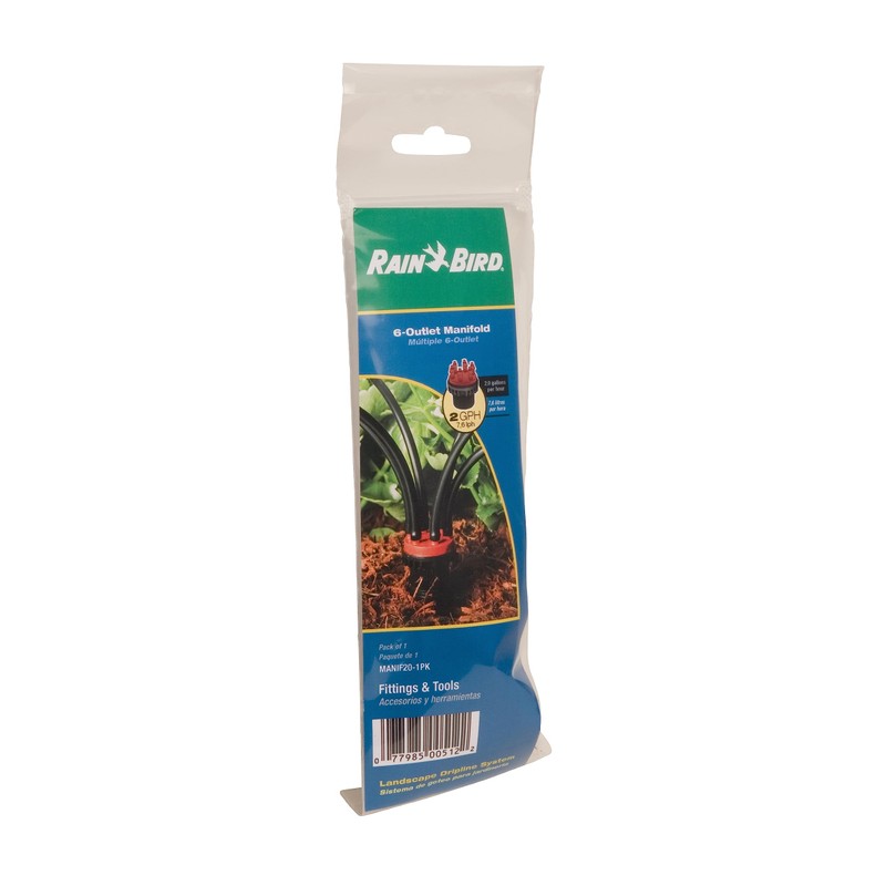 Rain Bird MANIF21PK Drip Irrigation 6-Port Manifold, 2 Gallon Per