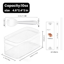 Plastic Rectangle Dessert Cups Boxes with Lids and Sporks,packaging for baked,Cookie Tiramisu Containers for Fruit,Pudding,Mousse,Parfait Cups With Lids(8, Rect 4.6*2.4*2 IN-Boxes+Sporks+stickers)