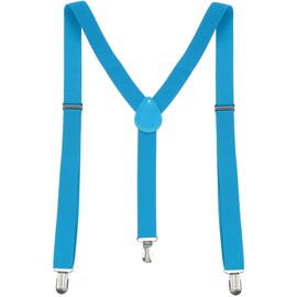 sourcing map Women's Suspenders Metal Clips Adjustable Elastic Band Y Shaped Suspender One Size Blue