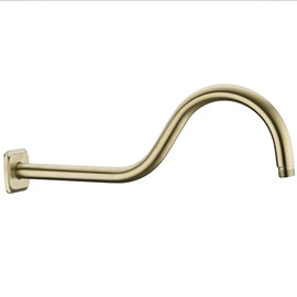 TRUSTMI 16 Inch S-Shape Shower Arm Stainless Steel Extra Long Replacement Pipe with Flange, Brushed Gold