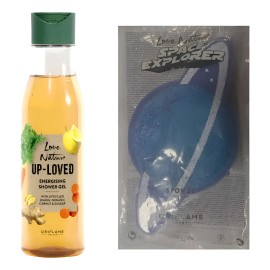 Set De Shower Gel Y Esponja Con Forma De Planeta Love Nature Limon Zanahoria Y Jengibre