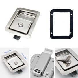 Ycsmyyds 1 Pack Stainless Door Lock Heavy Duty Flush Mount Handle Latch for Trailer Toolbox RV Handle Latch with Gasket Keys