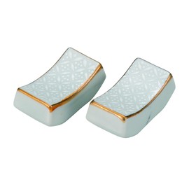 Stylish Kutani Ware Chopsticks Rest, Pair Set, White Cloisonné, Ceramic, Luxury Brand, Japanese Tableware, Cutlery Rest, Made in Japan