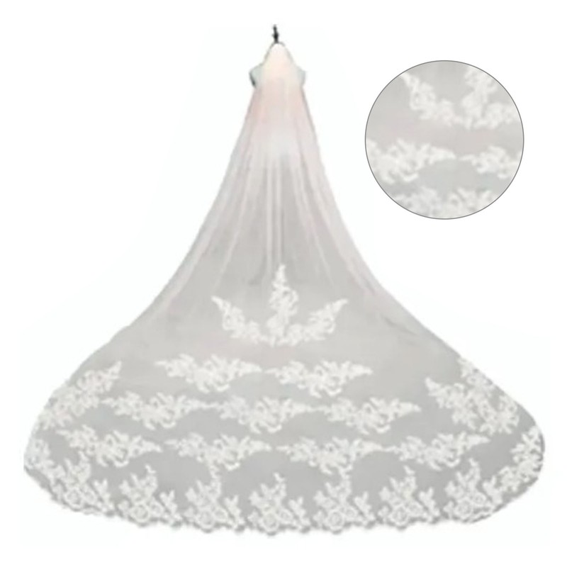 3 Meter Bridal Veil Lace Applique Metal Comb Fixing Ultra