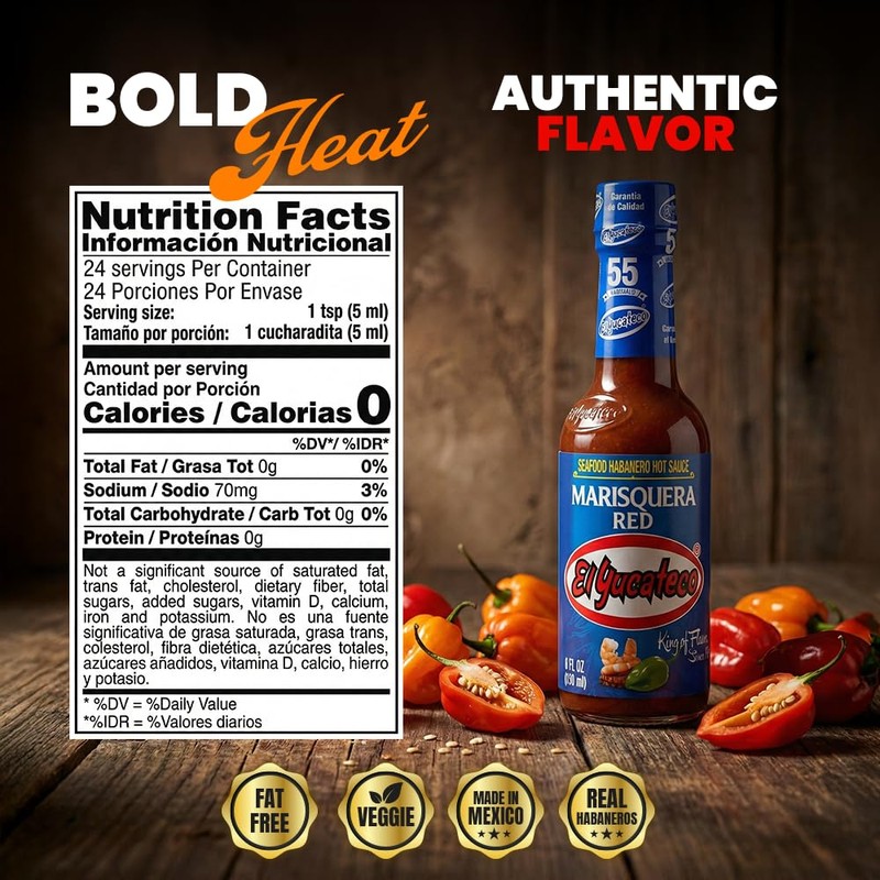 El Yucateco, Marisquera Red Hot Sauce, 4 Fl Oz