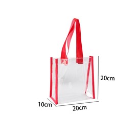 2PCS Clear gift bag,Transparent Reusable Gift Wrap Bags With Handle,PVC Shopping Tote Beach Bag,With Red Webbing Lace,20 * 20 * 10CM
