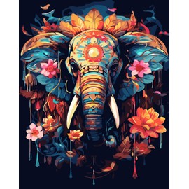 TOCARE Elephant Paint by Numbers Kit for Adults Beginner, Elephant Paint by Number for Adults on Canvas Animal 16x20inch