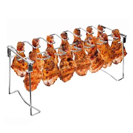 Triceratops Chicken Leg and Wing Rack, 14 Slots BBQ Chicken Drumsticks Holder Stainless Steel Roaster Stand for Smoker Grill, Oven, Charcoal Grill