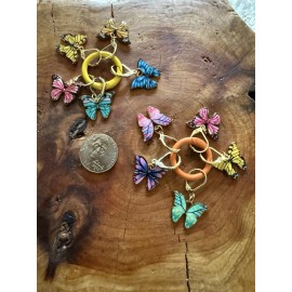 Handmade Medium  Enamel Butterfly Yarn Markers 5 Per Order