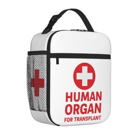 Human Organ For Transplant Insulated Lunch Bag Portable Reusable Lunch Box Medical Theme Thermal Cooler Tote Bag With Pockets For Nurses & Doctors Women Men Gift