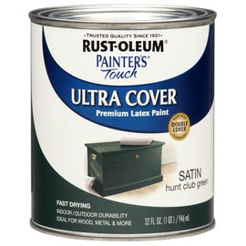 Rust-Oleum 267334 Painter's Touch Latex Paint, Quart, Satin Hunt Club Green, 1 Quarts (Pack of 1)
