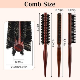 WEZCHUGHAOL 2PCS Bristle Hair Brush, Boar Bristle Hair Brush, Boar Bristle Round Brush, Styling Hairbrush for Hair Blowing, Styling, Curling, Detangling and Straightening