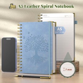 Smarpau Journal Notebook A5, 240 Pages Wirebound Spiral Notebook with 100gsm Lined Paper, Journals for Women Men School Office Travel Writing, 14.5 x 21cm - Light Blue