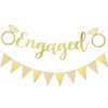 Pinenuts 2 Pcs Gold Engagement Banners, Engaged Bunting Letters &