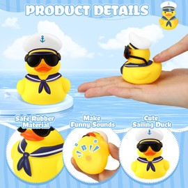 Shappy 36 Pcs Cruise Duck Bulk with Sunglasses Sets 2 x 1.9 x 2.4 Inch Mini Sailing Rubber Ducks Summer Ship Toy Squeaky Party Duckies for Birthday Favors (Yellow)