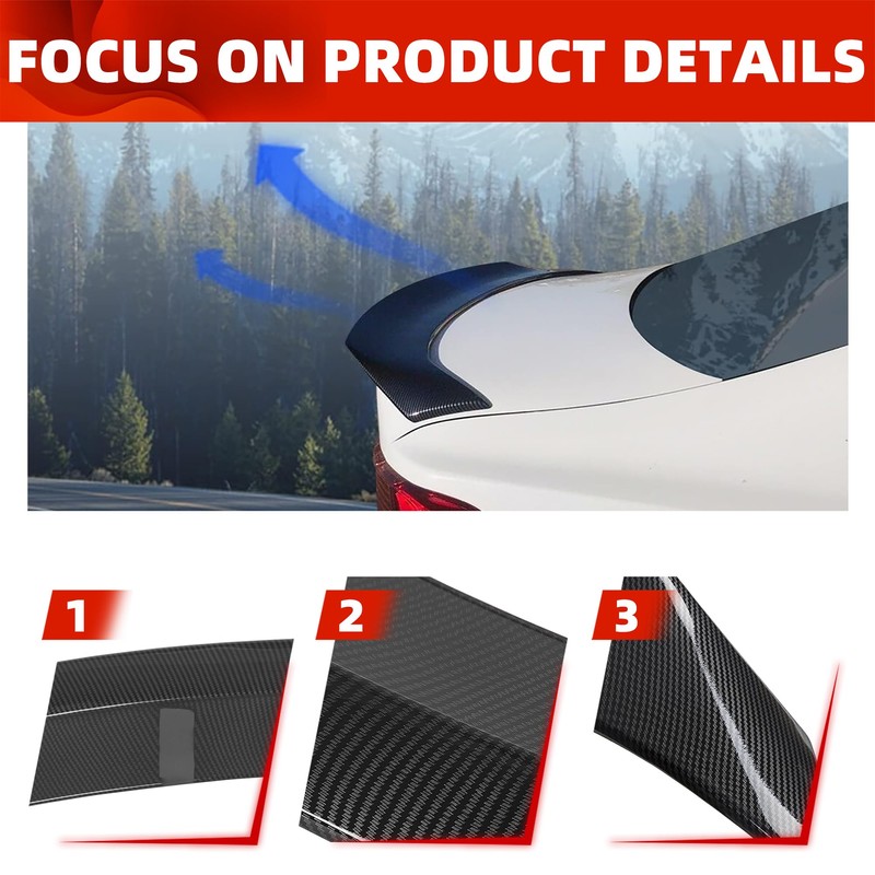 ECOTRIC Rear Trunk Spoiler Wing Lid Compatible with 14-20 Lexus