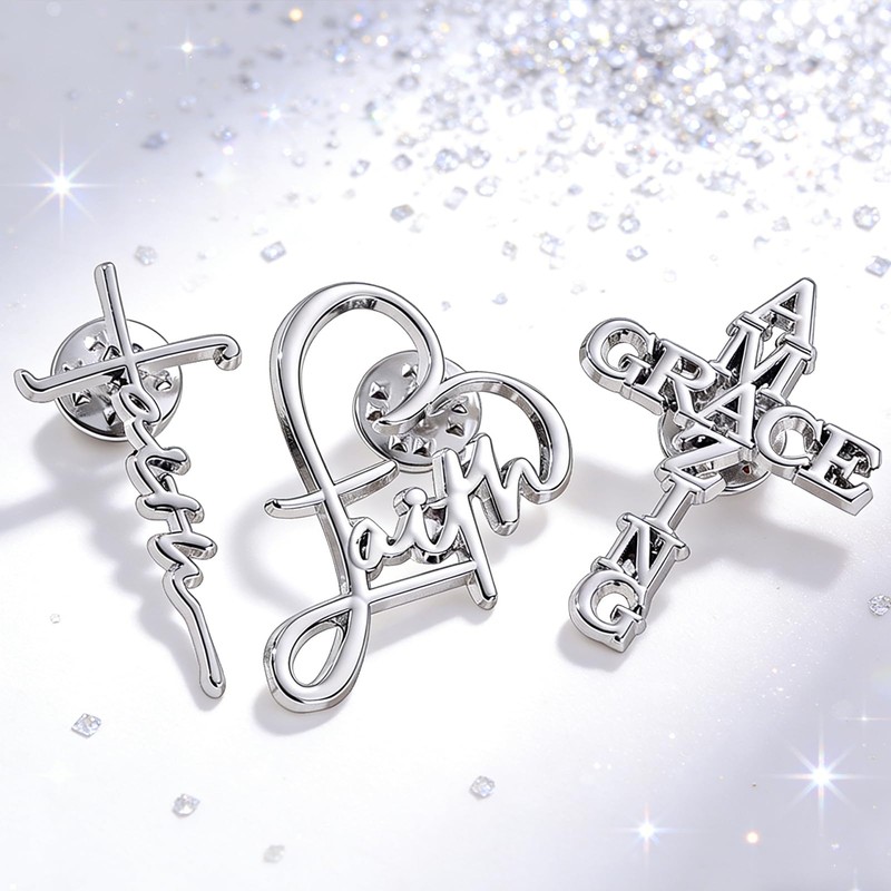 3 Pieces Christian Brooch Pins, Jesus Enamel Pin for Clothes