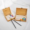 RoseFlower Wooden Watercolor Paint Palette Tray, Palette Paint Case with