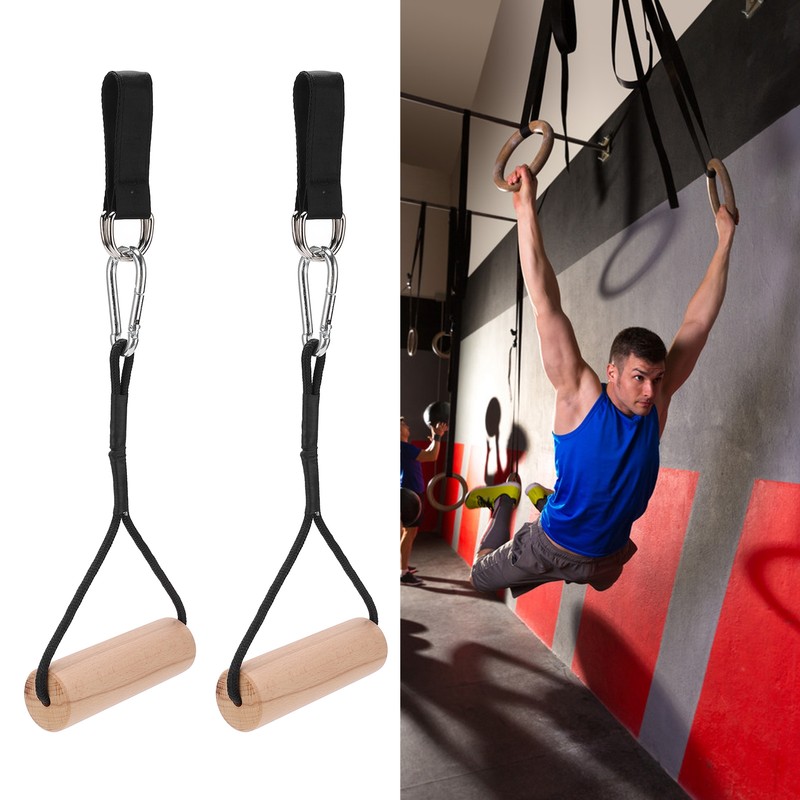 Pull Up Workout Handle Chin Up Wood Grips Heavy Duty