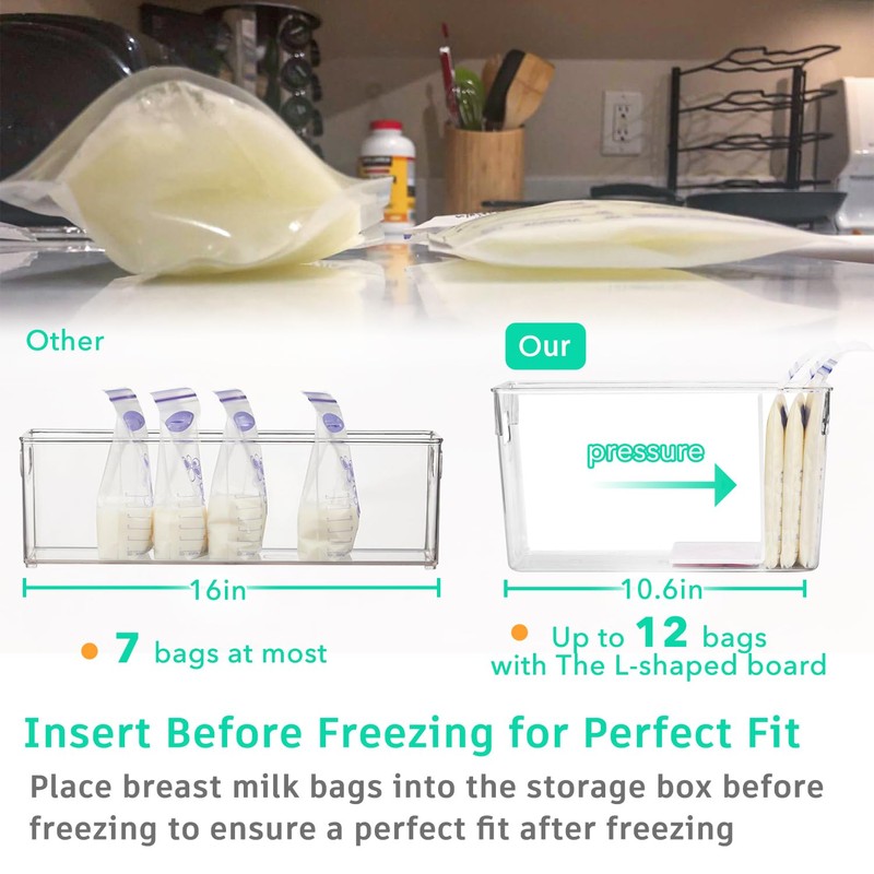Breastmilk Storage Container with L Shaped Separator Boards, Dividers Will
