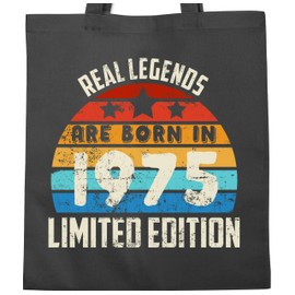 Shirtracer - Cotton Bag - 50th Birthday - Real Legends are Born in 1975 Limited Edition Vintage Fiftieth, 1 Dark Grey, Unit size