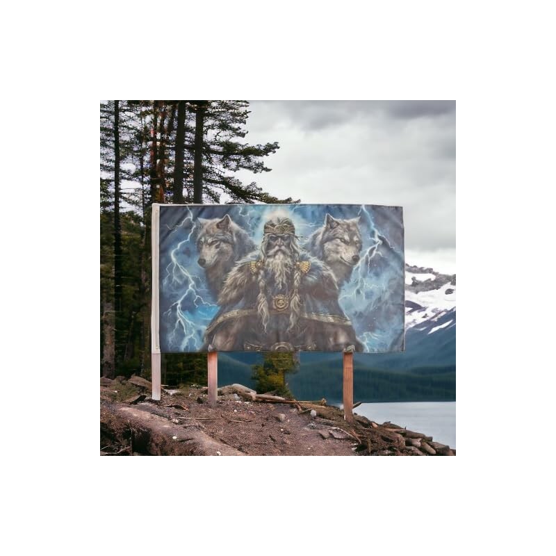 Pandiui23 Decorative House Flag for Yard Norse Viking Runes Print