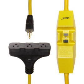 TRC 26020-147 GFCI Protected In-line Tri-Cord Set, 120V/15A, 12/3 AWG Gauge, 25' Length