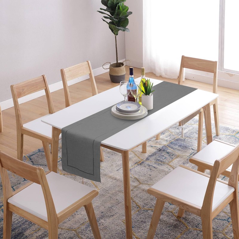 BAZIOE Linen Table Runner Gray Table Runner Washable Modern Table