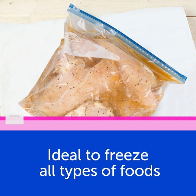 Ziploc Large Food Storage Freezer Slider Bags, Power Shield Technology