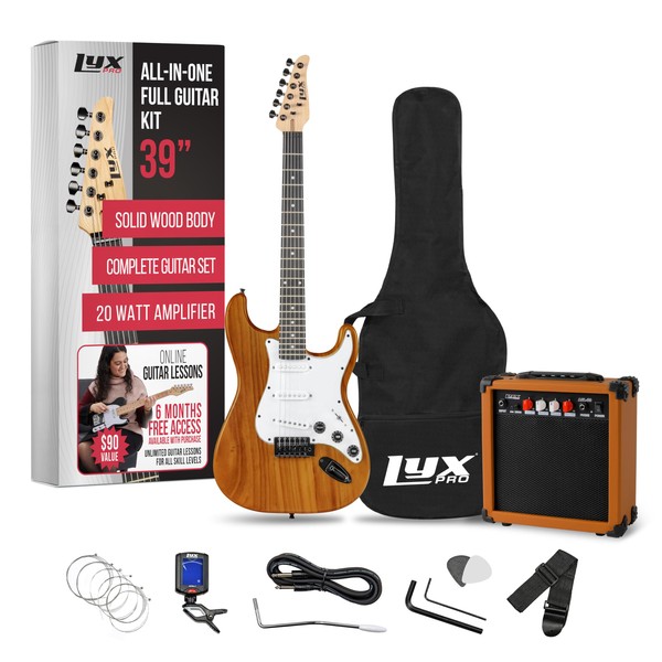 LyxPro 39 inch Electric Guitar Kit Bundle with 20w Amplifier,