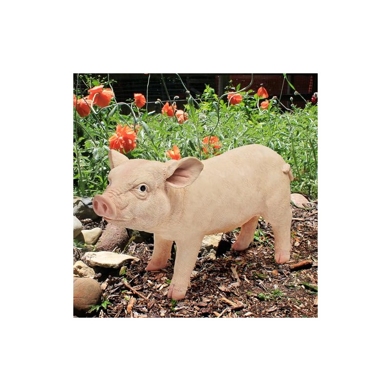 Design Toscano Piggy Garden Statue Porker, Multicolored 6.5"Wx15.5"Dx8.5"H