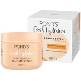 POND'S Crema hidratante en gel de hidratación fresca, hidratación 24 horas con extracto de naranja y vitamina C, hidratante facial sin alcohol ni aceite, probado por dermatólogos, 3.4 onzas